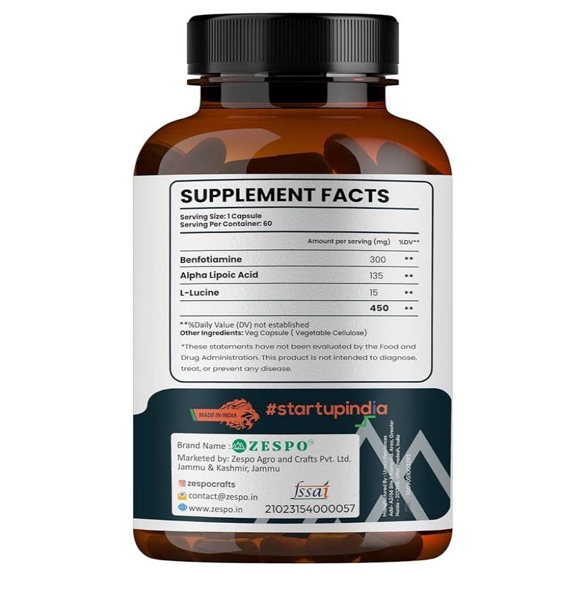 ZESPO Benfotiamine 450mg — высокобиодоступный витамин B1 для здоровья нервов и метаболизма! 🌿 — изображение 2